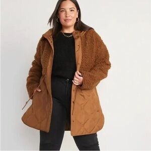 Old Navy Sherpa Mixed Coat Sz XL